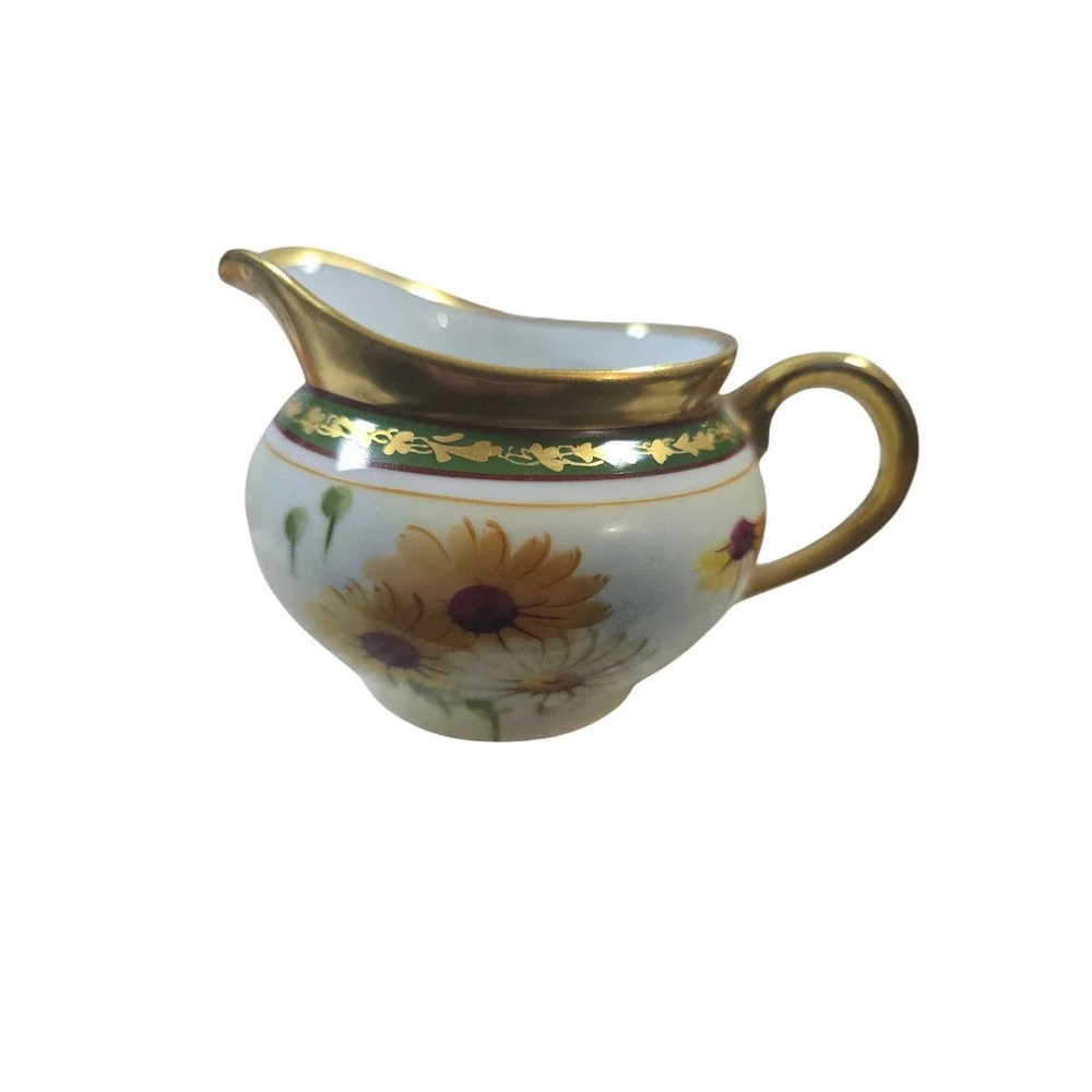 Pitkin & Brooks Studio Hand‎ Painted Daisy Sugar Creamer Footed Bowl Bavaria Set